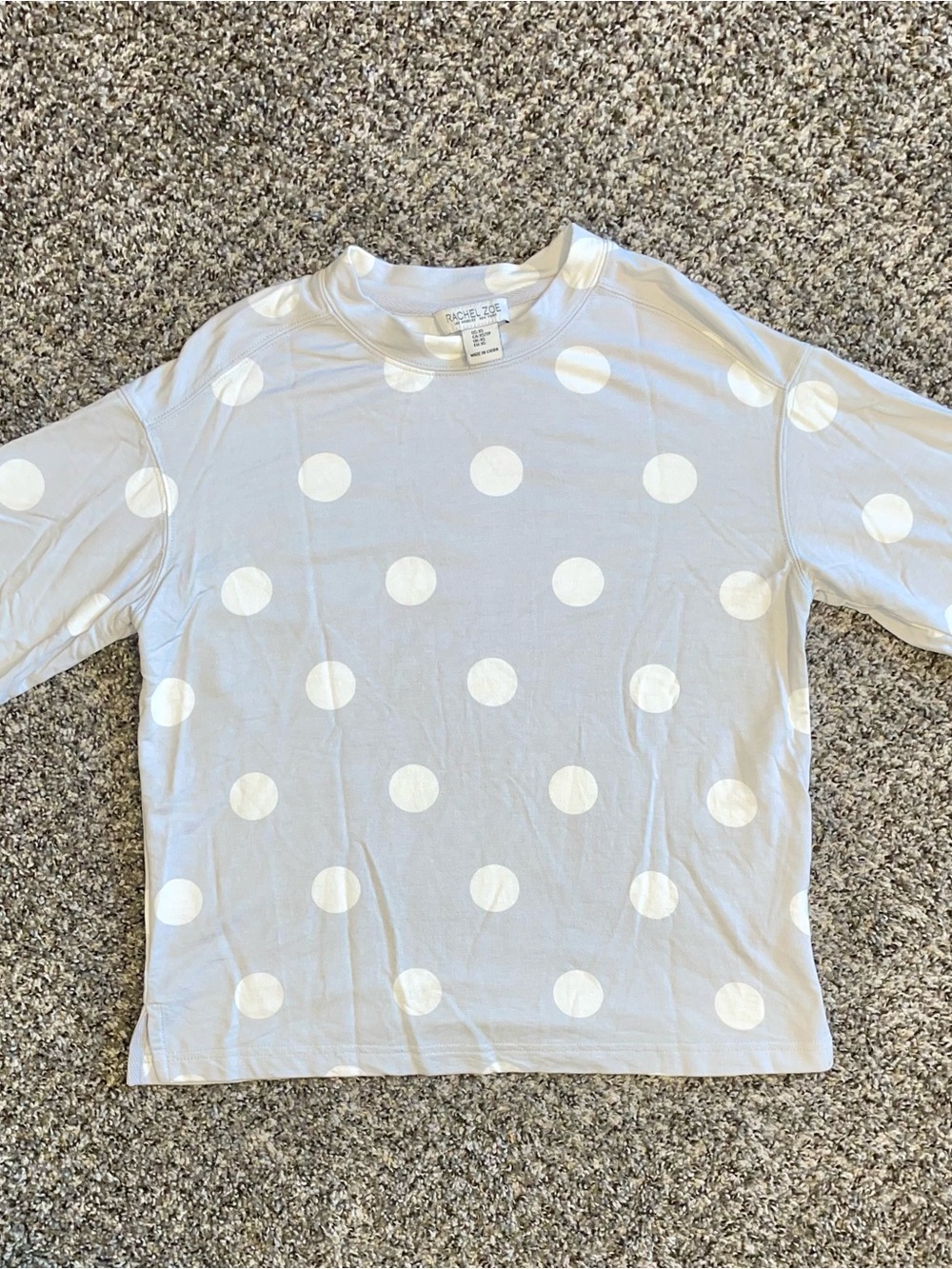 Rachel Zoe Gray Tee with White Polka Dots Size XS